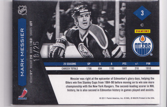  2011-12 Limited Monikers Gold #3 Mark Messier/25