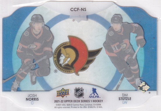  2021-22 Upper Deck Clear Cut Foundations #CCFNS Tim Stutzle/Josh Norris