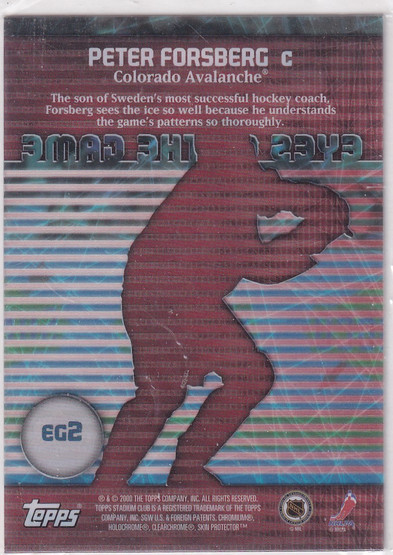  1999-00 Stadium Club Eyes of the Game #EG2 Peter Forsberg