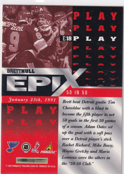  1997-98 Pinnacle Epix Play Orange #18 Brett Hull