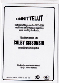 2023-24 Cardset Signature Colby Sissons /100