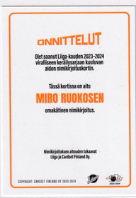 2023-24 Cardset Signature Miro Ruokonen /100