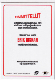 2023-24 Cardset Signature Erik Riska /100
