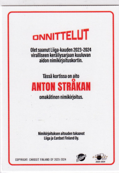2023-24 Cardset Signature Anton Stråka /100