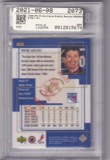 1998-99 Spx #s99 Wayne Gretzky  SAMPLE Beckett 8 NM-MT