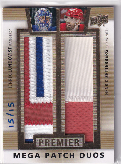  2014-15 Upper Deck Premier Mega Patch Duos #PMP2ZL Henrik Lundqvist/Henrik Zetterberg /15