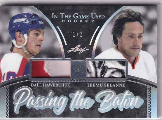  2020-21 ITG Used Passing the Baton Memorabilia Silver #PTB04 Dale Hawerchuk/Teemu Selanne /2