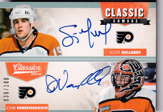  2012-13 Classics Signatures Classic Combos Dual Autographs #21 John Vanbiesbrouck/100/Scott Mellanby