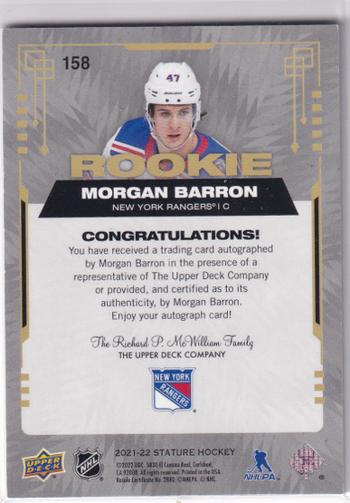  2021-22 Upper Deck Stature Autographs Black #158 Morgan Barron 1/1