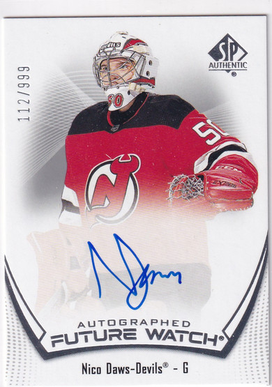  2021-22 SP Authentic #189 Nico Daws FW AU/949* RC