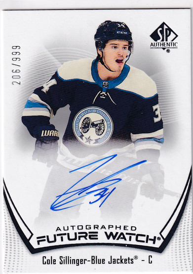  2021-22 SP Authentic #188 Cole Sillinger FW AU/949* RC