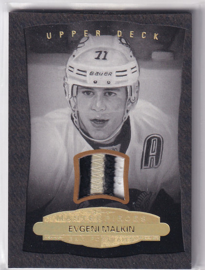  2014-15 UD Masterpieces Memorabilia Framed Black Leather #159 Evgeni Malkin/15 BW