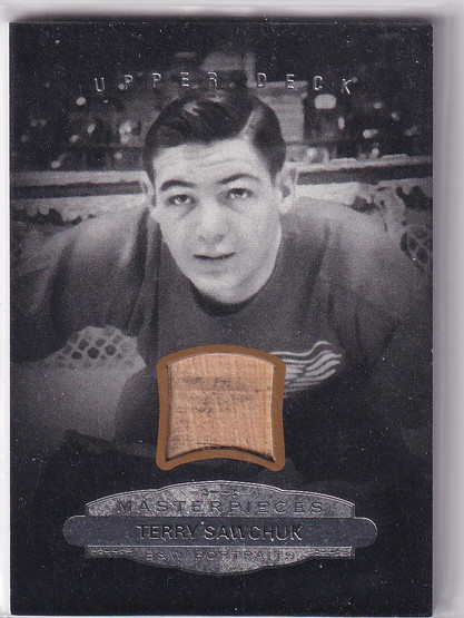  2014-15 UD Masterpieces Memorabilia Framed Black Leather #164 Terry Sawchuk BW