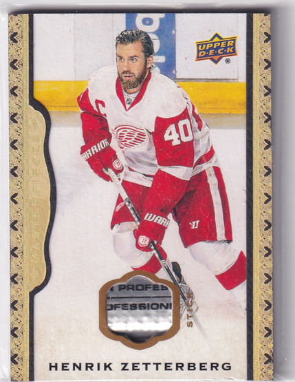  2014-15 UD Masterpieces Memorabilia Framed Black Leather #112 Henrik Zetterberg/35