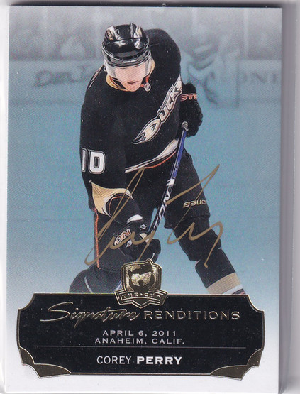  2014-15 Exquisite Collection Signature Renditions #SRCP Corey Perry D/(inserted in 2015-16 The Cup)