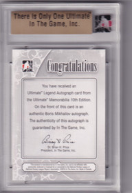 2010-11 ITG Ultimate Legend Autographs Boris Mikhallow /24