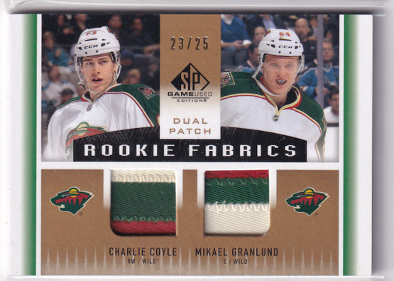 2013-14 SP Game Used Rookie Fabrics Dual Patches #RF2CG Charlie Coyle/Mikael Granlund /25