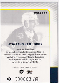 2014-15 Cardset Rookie Otso Rantakari /999