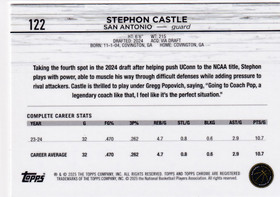  2024-25 Topps Chrome Negative Refractors #122 Stephon Castle RC