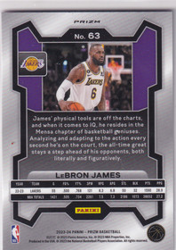  2023-24 Panini Prizm Prizms Pink Ice #63 LeBron James
