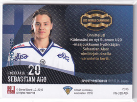 2016 Sereal Sebastian Aho AU #FIN-U20-AO4 PROMO