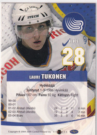 2004-25 Cardset Signature Lauri Tukonen 