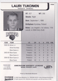  2005-06 AHL Top Prospects #44 Lauri Tukonen