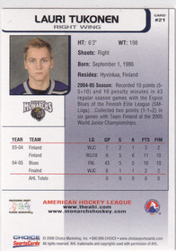  2007-08 Manchester Monarchs #21 Lauri Tukonen