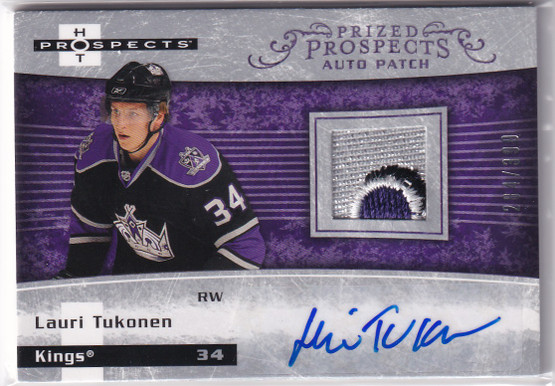 2007-08 Hot Prospects #222 Lauri Tukonen JSY AU RC /399