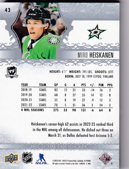  2022-23 The Cup #43 Miro Heiskanen /249