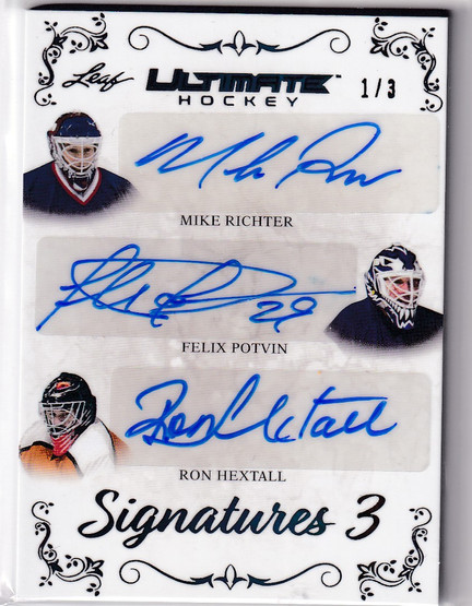 2023-24 Leaf Ultimate Signatures 3 Mike Richter Felix Potvin Ron Hextall /3