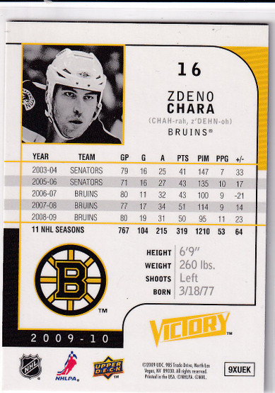 2009-10 Upper Deck Victory Black #16 Zdeno Chara