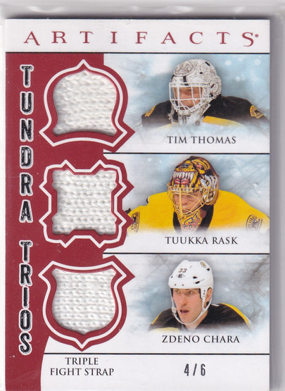 2012-13 Artifacts Tundra Trios Fight Straps Red #TT3CTR Tim Thomas/Tuukka Rask/Zdeno Chara /6