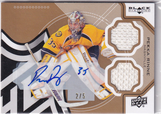  2012-13 Black Diamond Dual Jerseys Autographs #GOALIE PR Pekka Rinne /5