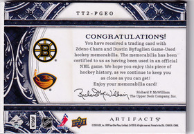  2010-11 Artifacts Tundra Tandems Patches Black #TT2PGEO Zdeno Chara/Dustin Byfuglien /5