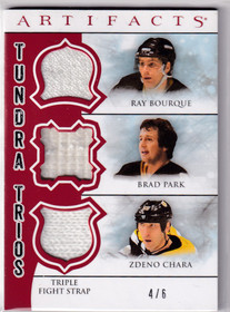  2012-13 Artifacts Tundra Trios Fight Straps Red #TT3CBP Ray Bourque/Brad Park/Zdeno Chara /6