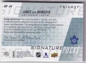  2016-17 Upper Deck Trilogy Signature Pucks NHL Shield #SPJV James van Riemsdyk /3