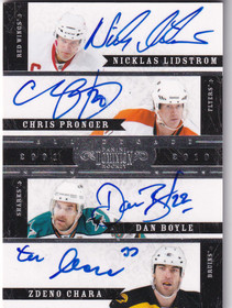 2010-11 Dominion All Decade Autographs Quads #2 Nicklas Lidstrom/Zdeno Chara/Dan Boyle/Chris Pronger /25