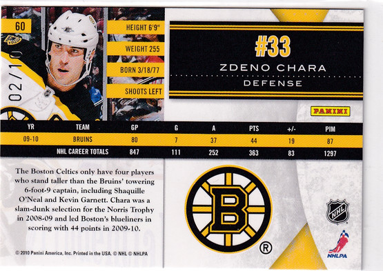  2010-11 Limited Gold Spotlight #60 Zdeno Chara /10