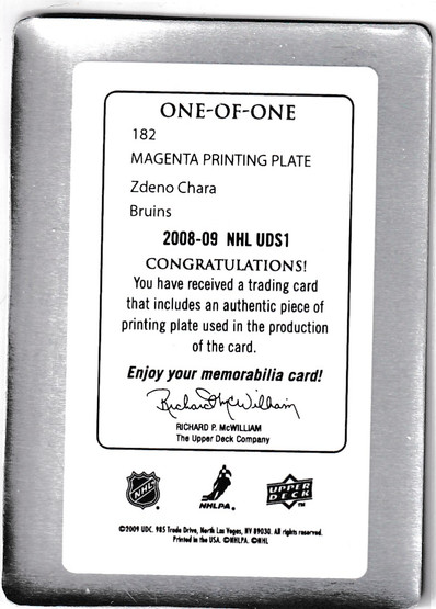  2008-09 Upper Deck Printing Plates Magenta #182 Zdeno Chara 1/1