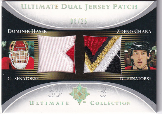 2005-06 Ultimate Collection Ultimate Patches Dual #DPHC Dominik Hasek/Zdeno Chara /25