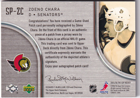  2005-06 The Cup Signature Patches #SPZC Zdeno Chara /75