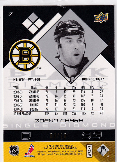  2008-09 Black Diamond Gold #7 Zdeno Chara /10