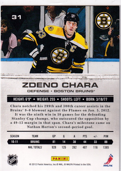  2011-12 Panini Titanium Spectrum #31 Zdeno Chara /10