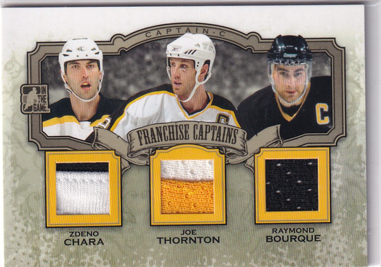 2011-12 ITG Captain-C Franchise Captains Jerseys Gold #FC02 Zdeno Chara/Joe Thornton/Ray Bourque/10