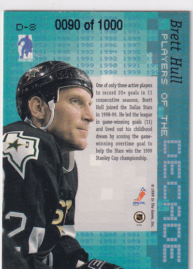  1999-00 BAP Millennium Players of the Decade Autographs #D8 Brett Hull /1000