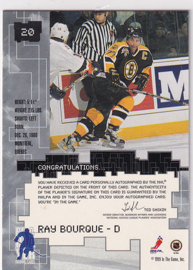  1999-00 BAP Millennium Autographs Gold #20 Ray Bourque/50*