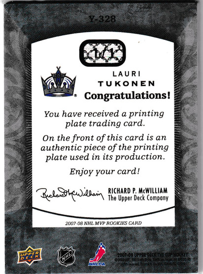  2007-08 The Cup Printing Plates Upper Deck Victory Yellow #230 Lauri 1/1