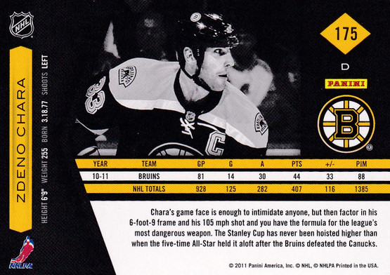  2011-12 Limited Platinum Spotlight #175 Zdeno Chara 1/1