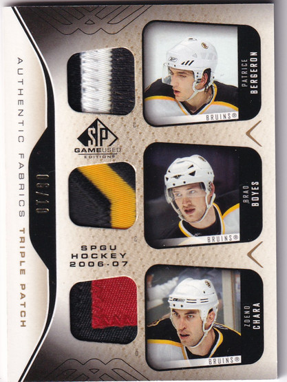 2006-07 SP Game Used Authentic Fabrics Triple Patches #AF3BOS Brad Boyes/Zdeno Chara/Patrice Bergeron /10